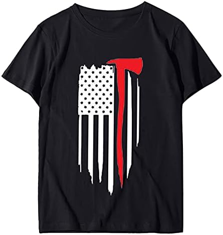 Camisas patrióticas para mulheres bandeira americana de verão de manga curta V camiseta de pescoço estrelado por tie-dye star