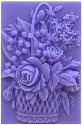 Cesta de flores retângulo branco molde flexível molde de silicone molde diy arte artesanal de sabão artesanal fazendo