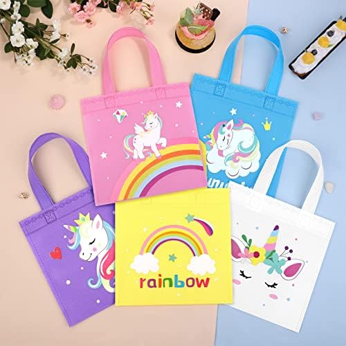 Mimind 24 peças Bolsas de presente arco-íris sacos de festa não tecidos