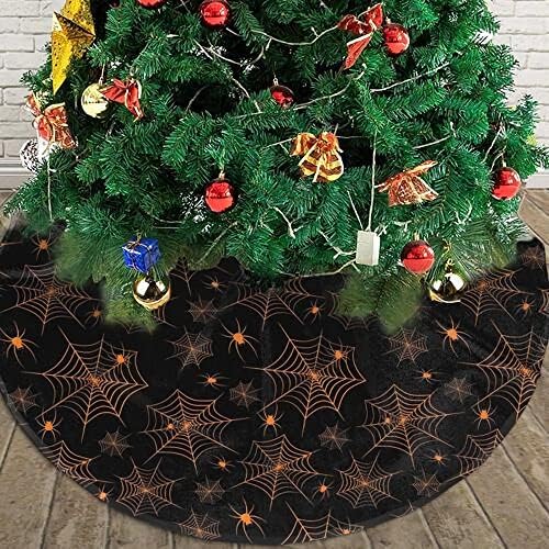 Miowjals Spider Net Tree Tree Tree Skirt Festival Acessório Ornamentos Salia de árvore para decoração de festivais 36 polegadas