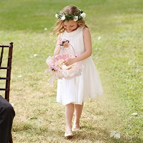 Mmllzel handd rattan tecelando cesto cesto menina menina damas de honra Cestas de flores portáteis