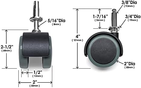 Slipstick CB681 Rodas de lançador de borracha protetor de 2 polegadas Protetor de 2 polegadas 5/16 polegadas ou opções de montagem