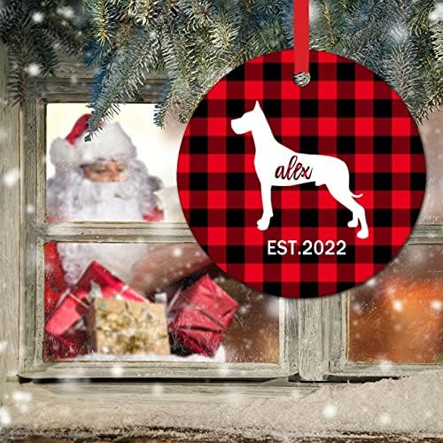 Red Buffalo xadrez de cachorro xadrez enfeites de Natal para crianças silhueta de cachorro decoração de natal personaliza