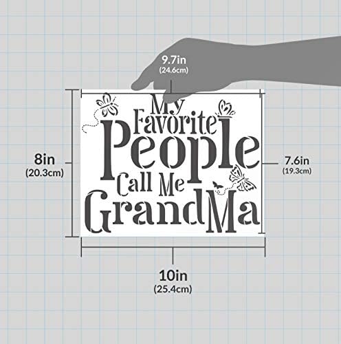 Minhas pessoas favoritas me chamam de avó com estêncil de borboletas - por Studior12 | Modelo Mylar reutilizável | Use para pintar