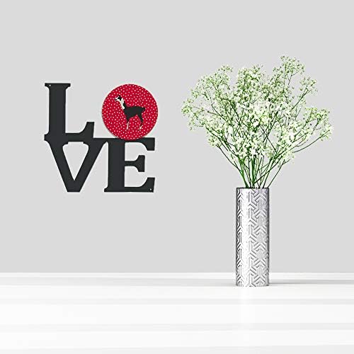 Tesouros de Caroline CK5345WALV LLAMA Q 'ARA LOVE METAL WALL ARTER BORTE, RED,