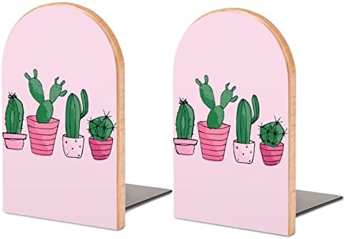 Cacti Cactus Livro impresso final Livros de madeira 1 par para prateleiras Só de livros pesados ​​5 x 3 polegadas