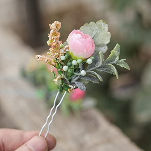 Fangsen 3 peças Casamento rosa pinos de cabelo clipe de cabelo de flores para bridals e damas de honra