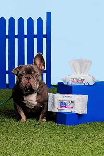 Squishface Wrinkle Wipes - lenços grandes de cães grandes de 6 ”x8” - desodorização, removedor de manchas de lágrima - Ótimo para bulldog inglês, pugs, francês, bulldogs, bulldogs franceses e qualquer raça! 6x8