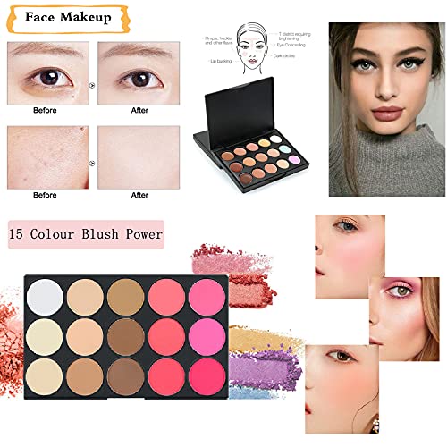 Kit de maquiagem all-in-one, 26 PCs Complete para presentes de maquiagem Combinação de kits completos com lipstick blush de sombra,