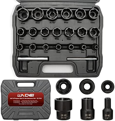 LLndei Upgrade Stract Remover Bolt Extrator Conjunto de ½ pol. E ⅜ in.