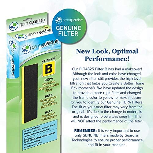 Germ Guardian AC4825 Pacote de purificador de ar com FLT4825 Filtro de substituição HEPA True, filtra silenciosamente alergias, pólen, fumaça, poeira, pão de estimação, mofo, odores, higiente de luz UV elimina os germes, 22 pol.