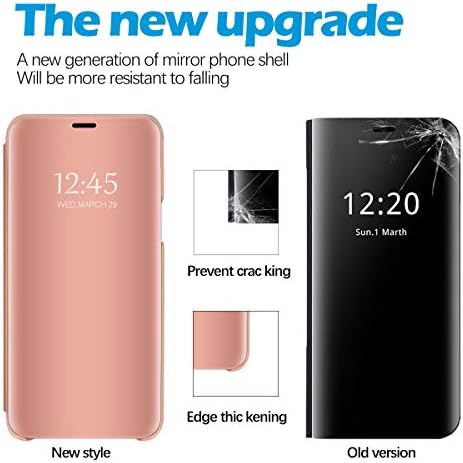 Compatível com Samsung Galaxy Note 9 Caixa Caixa Caso Capa de couro Clear S-View Espelho à prova de choque com Kickstand Anti-Rratch