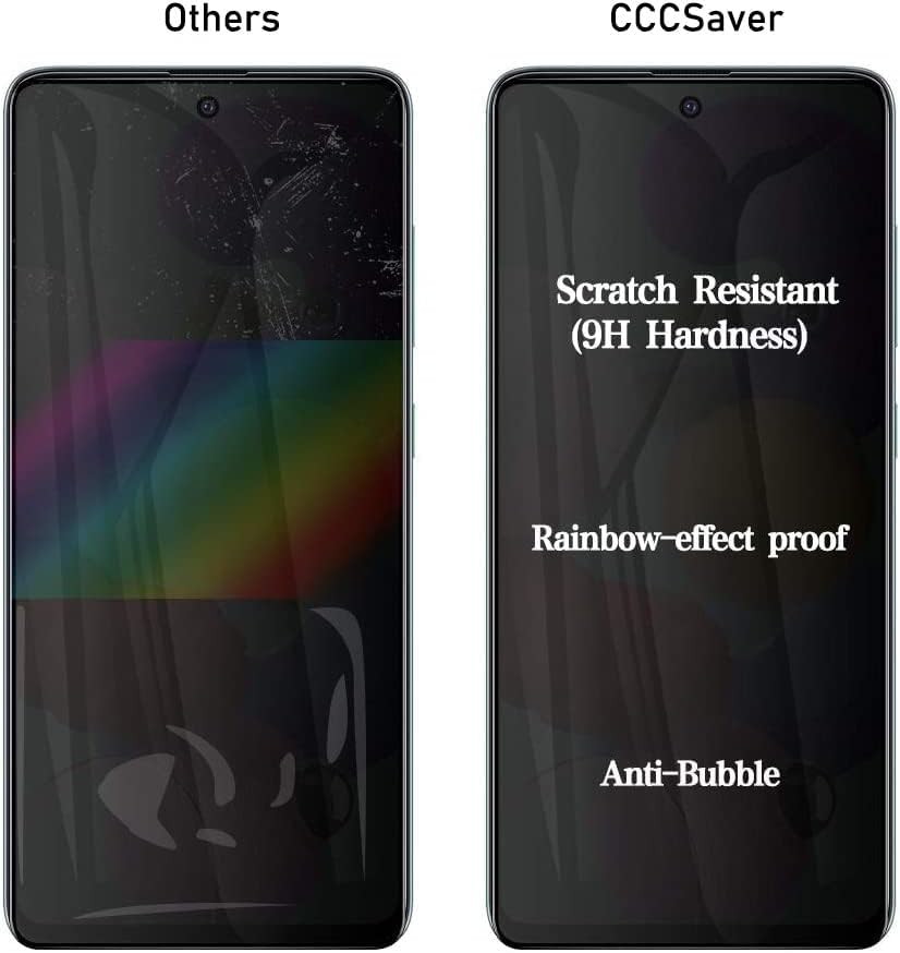 [2-PACK] Protetor de tela de privacidade de vidro temperado para o Samsung Galaxy A53 / A52 / A51 / S20 FE, filme protetor anti-spy