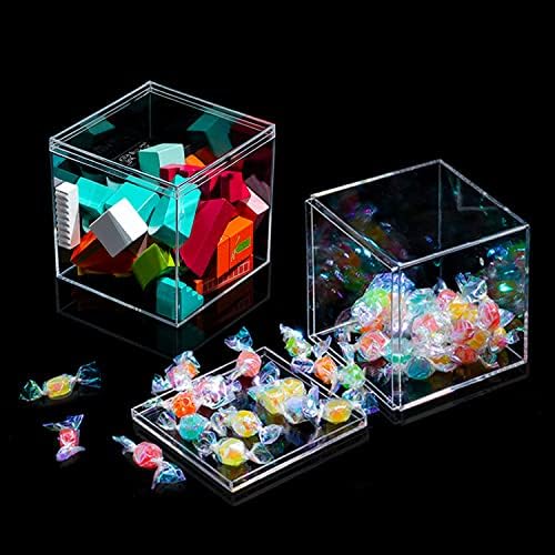 Cubo quadrado de plástico transparente, 15 embalagem pequena caixa de armazenamento de plástico de acrílico com tampas transparentes