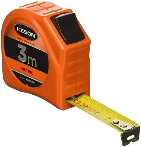 Medida de fita curta Keson PGT3MV com lâmina de aço revestida de nylon e trava de alternância, 16 mm por 3 metros