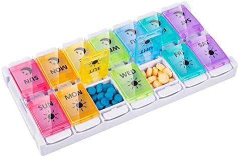 Organizador de comprimidos de Liudoc Am PM 7 dias, 2 vezes ao dia Caixa de comprimidos semanal, caixa de comprimidos diariamente para