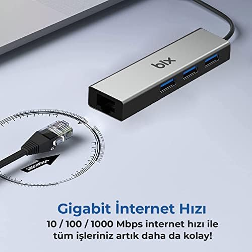 BOX BX06HB USB 3.0 Hub de 3 portas + Gigabit Ethernet