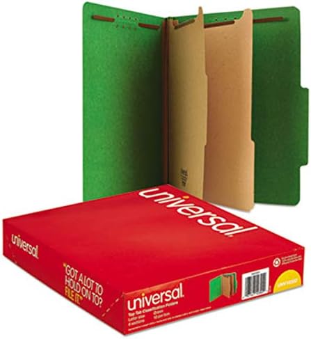 Pastas de classificação de prensas universais 10302, letra, seis seções, esmeralda verde, 10/caixa