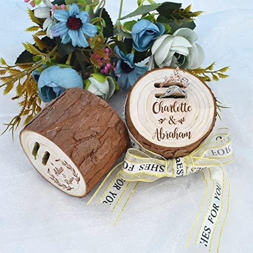 Caixa personalizada do portador de anel de madeira para a cerimônia de casamento personalizada Caixa de casamento personalizada