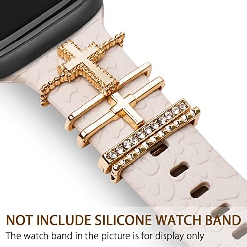 Popiground Watch Band Charms Decorative Rings Loops Compatível com Apple Watch 38/40/41mm 42/44/45mm Slide Metal Watch