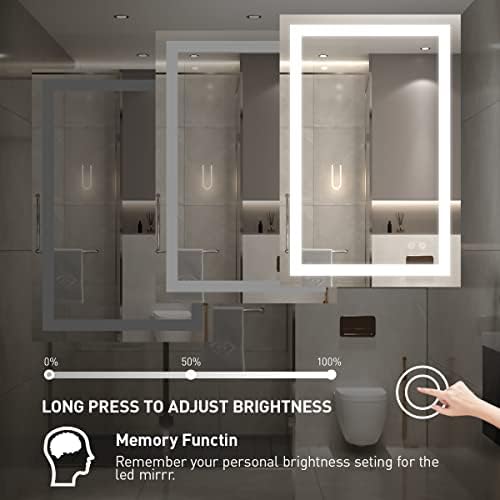 FTOTI 36 x 24 polegadas Mirror de banheiro LED para vaidade, espelho iluminado montado na parede, espelho de banheiro sem moldura