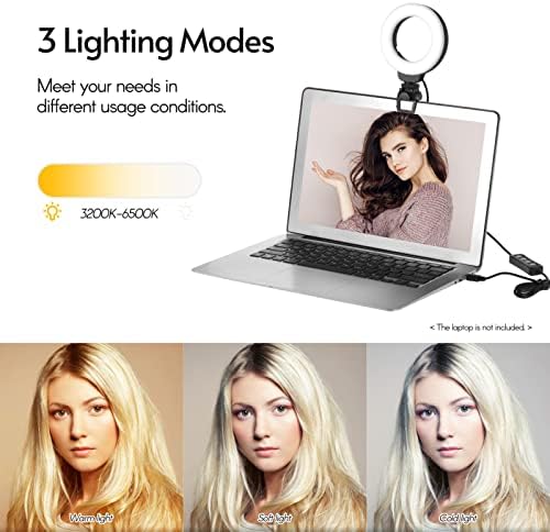 DSFEN Mini 4 polegadas Iluminação de videoconferência LED LED Light Clip-On Laptop Light Light 3 Modos de iluminação 3200K-6500K