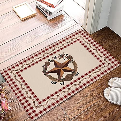 Estrela do Texas Ocidental Rússica em Buffalo Vermelho Plaids Country Farmhouse Country, banheiro Tapete de chuveiro