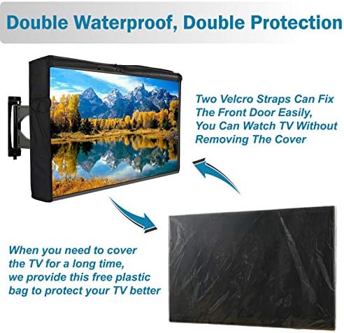Capa de TV ao ar livre 50 -52 à prova de poeira à prova d'água universal com tampa de plástico de plástico grátis FLAP FRONTO DE TAMPA