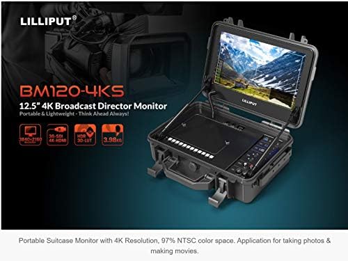 LILLIPUT BM120-4KS 12,5 Monitor 4K Resolução nativa Ultra-HD com HDR 3D-LUT & Color Space, Peaking, False Color & Time Code…