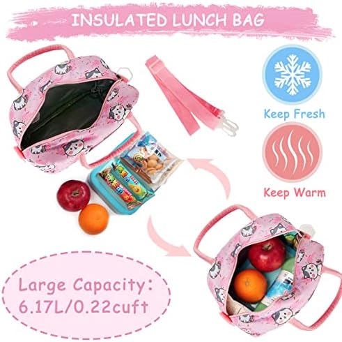 Bolsa de lancheira Kasqo para crianças, criança isolada para meninas almoço de garotas mini bolsa térmica infantil com alça de ombro