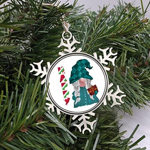 Pewter Snowflake Ornamentos felizes gnome fofo pendurado neve floco de neve árvore metal floco de neve ornamento Decorações do país