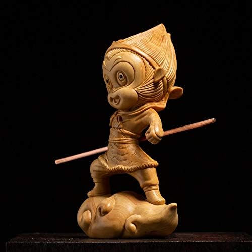 Estátuas de Yzdsbd estatuetas esculturas em miniatura Sun Wukong Somersault Cloud Monkey King Wood escultura estátua China Doll Donz