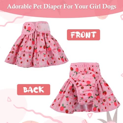 LELEPET 3 fraldas de cachorro Pacote lavável feminino, fralda de cachorro para períodos, calcinha de cachorro em calor, capa