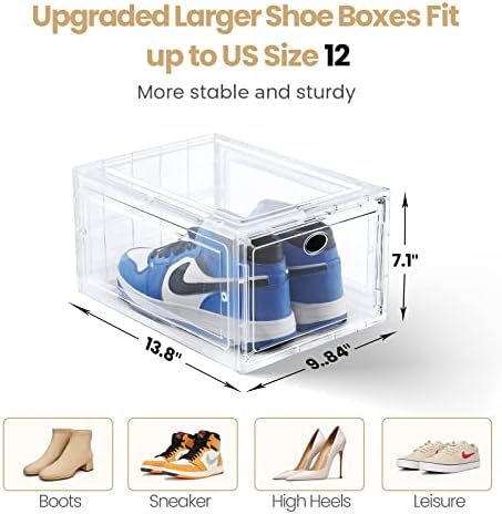 Caixas de armazenamento de sapatos SOGOBOX, conjunto de 8, organizador de sapatos empilháveis ​​de plástico transparente