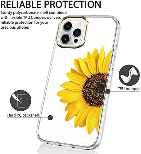 Baisrke Compatível com o iPhone 13 Pro Max Case, Clear com Flowers, para mulheres femininas, padrão de traseira do padrão floral