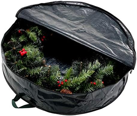 Joiedomi 2 pacotes bolsa de armazenamento de grinaldas de Natal para 30 polegadas de Natal Gruscipal artificial, recipiente de armazenamento com zíper duplo e alças de transporte para férias de natal