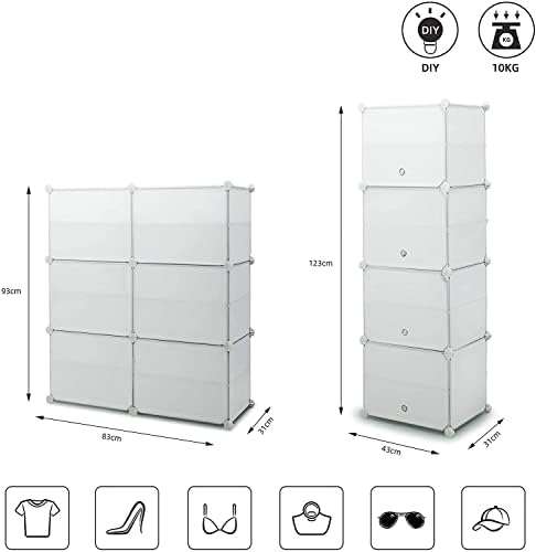 Armário de armazenamento de sapatos Meerveil, rack de sapatos, idéias de armazenamento de calçados, unidade de armazenamento de calçados dobráveis ​​de plástico com 6 camadas, organizador de calçados modulares para economia de espaço