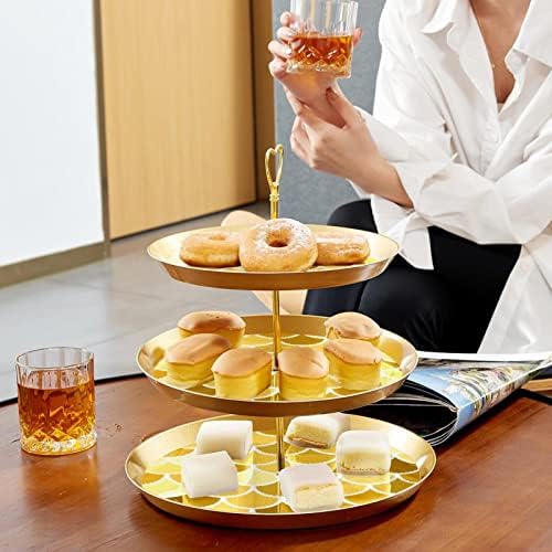 Suporte de bolo tfcocft, suporte de cupcake, tela de tabela de tabela de stands de sobremesa, padrão de ouro em escala de peixe