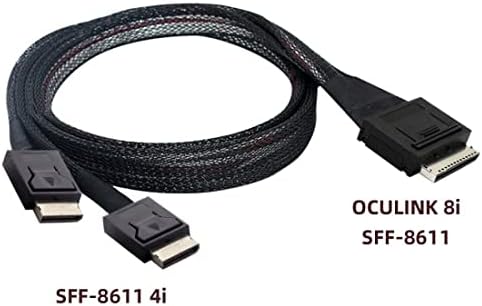 CELO SFF-8611 PARA SFF-8611, OCULINK PCIE PCI-EXPRESS SFF-8611 8X 8-pista 1 masculino a 2 Dados SSD machos Cabo ativo 50cm