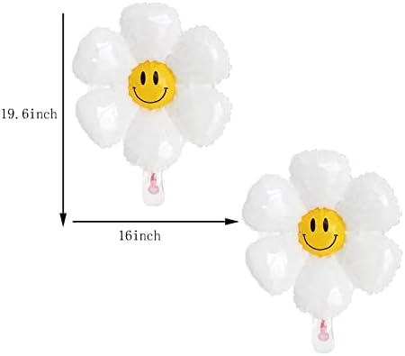 10pcs Daisy Balões com Smile Face Groovy Party Decorações Boho Balão de Flores Brancas para a Festa de Casamento de Aniversário