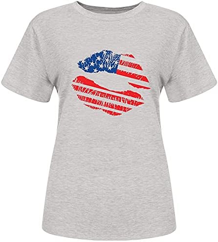 4 de julho Tops feminino American Bandle camisetas estreladas listras de manga curta EUA
