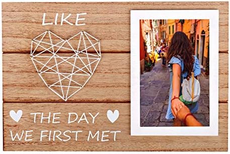 LuxBuffalo Rustic Wood Picture Frame - como o dia em que nos conhecemos - para casamento, noivado, bebê, cachorro, gato, amante, amigo