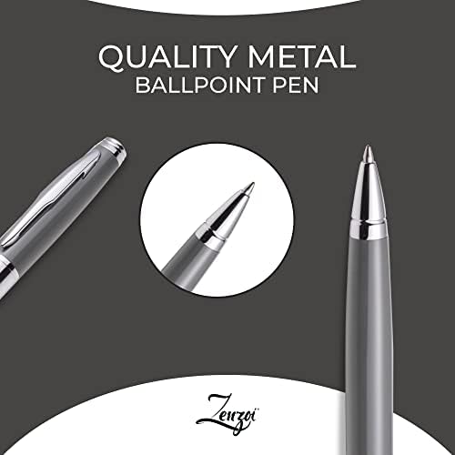 Canetas de luxo cinza zenzoi para escrita suave - elegante caneta executiva definida para homens ou mulheres com caneta de qualidade,