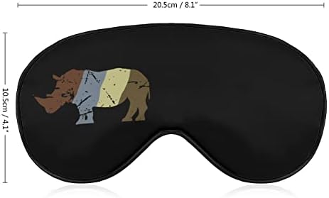 Retro rinoceronte dormindo cegos máscara de olho fofo capa noturna engraçada com alça ajustável para mulheres homens