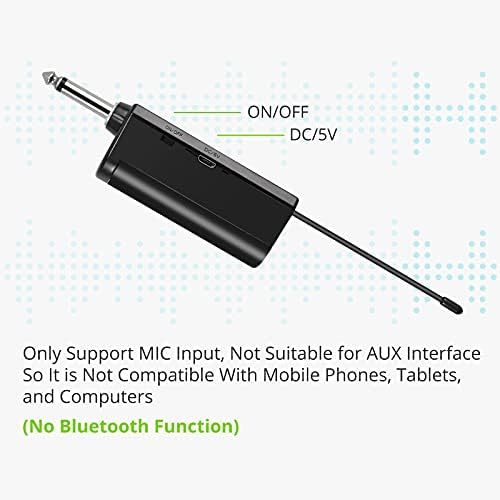 LinkFor Microfone sem fio, Sistema de microfone portátil sem fio de 160 pés UHF com receptor recarregável, para máquinas de