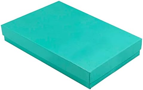 N n'icepackaging - 100 Qtd - Caixas de presente com algodão azul aqua - tamanho 5 7/16 x 3 1/2 x 1 - EUA Made - feriados/aniversários/vendas/armazenamento/exibição/viagem