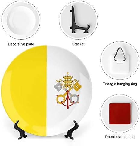 Placa decorativa de cerâmica da bandeira do Vaticano com exibição Stand pendurada no aniversário personalizada casamento