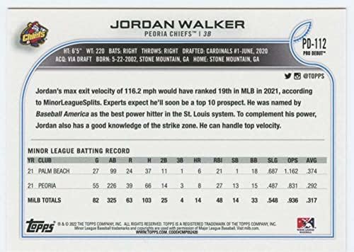 2022 Topps Pro estréia PD-112 Jordan Walker NM-MT