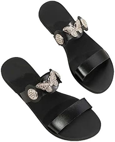 Flippers para mulheres Decoração de sinóneo de borboleta Decoração de chinelo ao ar livre SLIPE DUPLA SLIPE NO