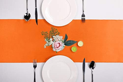 Runner de mesa de cetim de 5 pacotes laranja 12 x 108 polegadas de comprimento, corredores de mesa para casamento, festas de aniversário, decorações de banquetes （5 pacote, 12x108 polegadas, laranja）